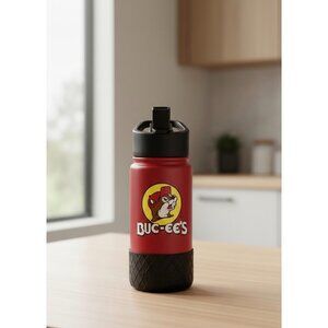 Buc-Ees 16 Oz Insulated Stainless Steel Water Bottle W/ Flip Straw Lid
